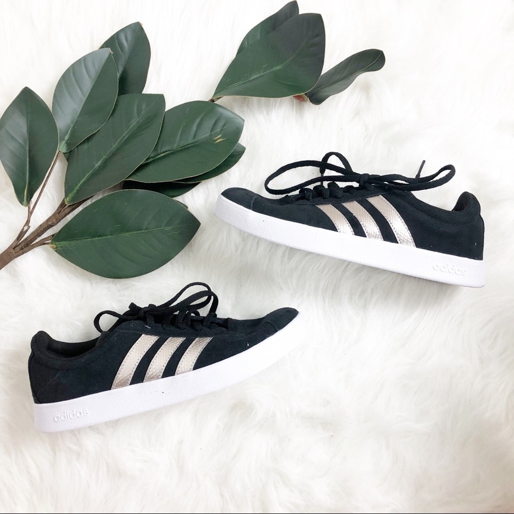 Adidas Women's Black and Metallic Sneakers Size 7